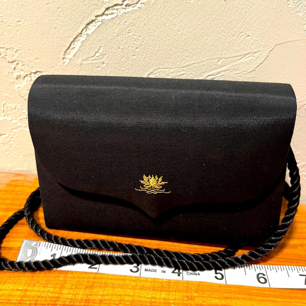 Vintage Chopard Casmir Star of India Small Handbag Black Satin Purse